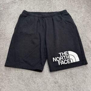 The North Face Sweat Shorts Mens XL Black Graphic Fleece Elastic Waist Casual
